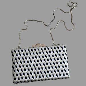 BCBGMaxAzaria Stripe Weave Clutch Handbag